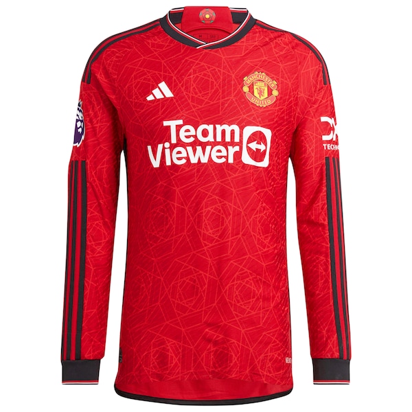 Manchester United adidas 2023/24 Home Authentic Long Sleeve Jersey - Red