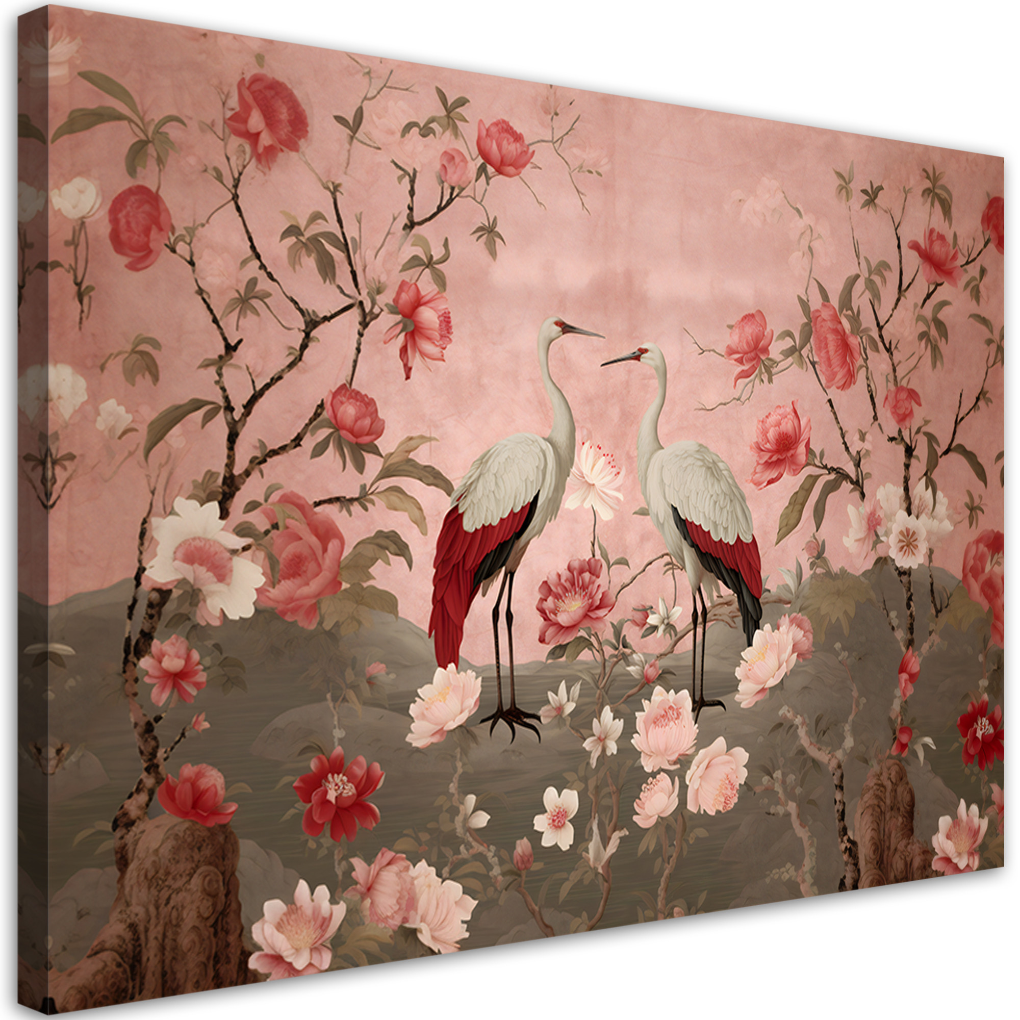 Feeby Obraz na płótnie, Kwiaty i ptaki Chinoiserie 60x40