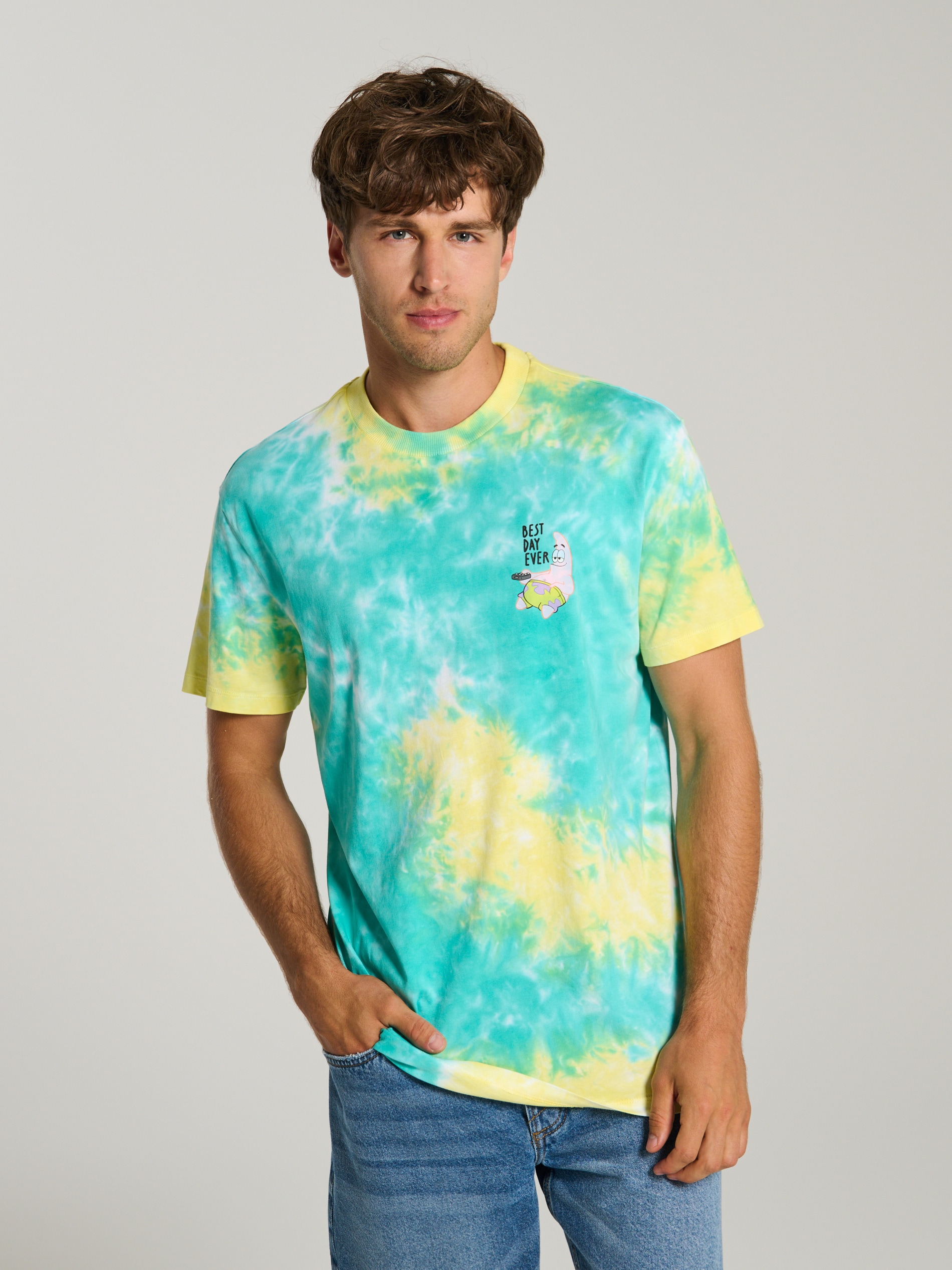 Bawełniana koszulka z efektem tie-dye SpongeBob