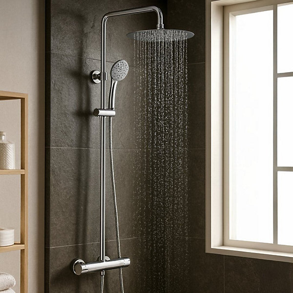 Colonne de douche chromée avec thermostatique Essebagno Allure