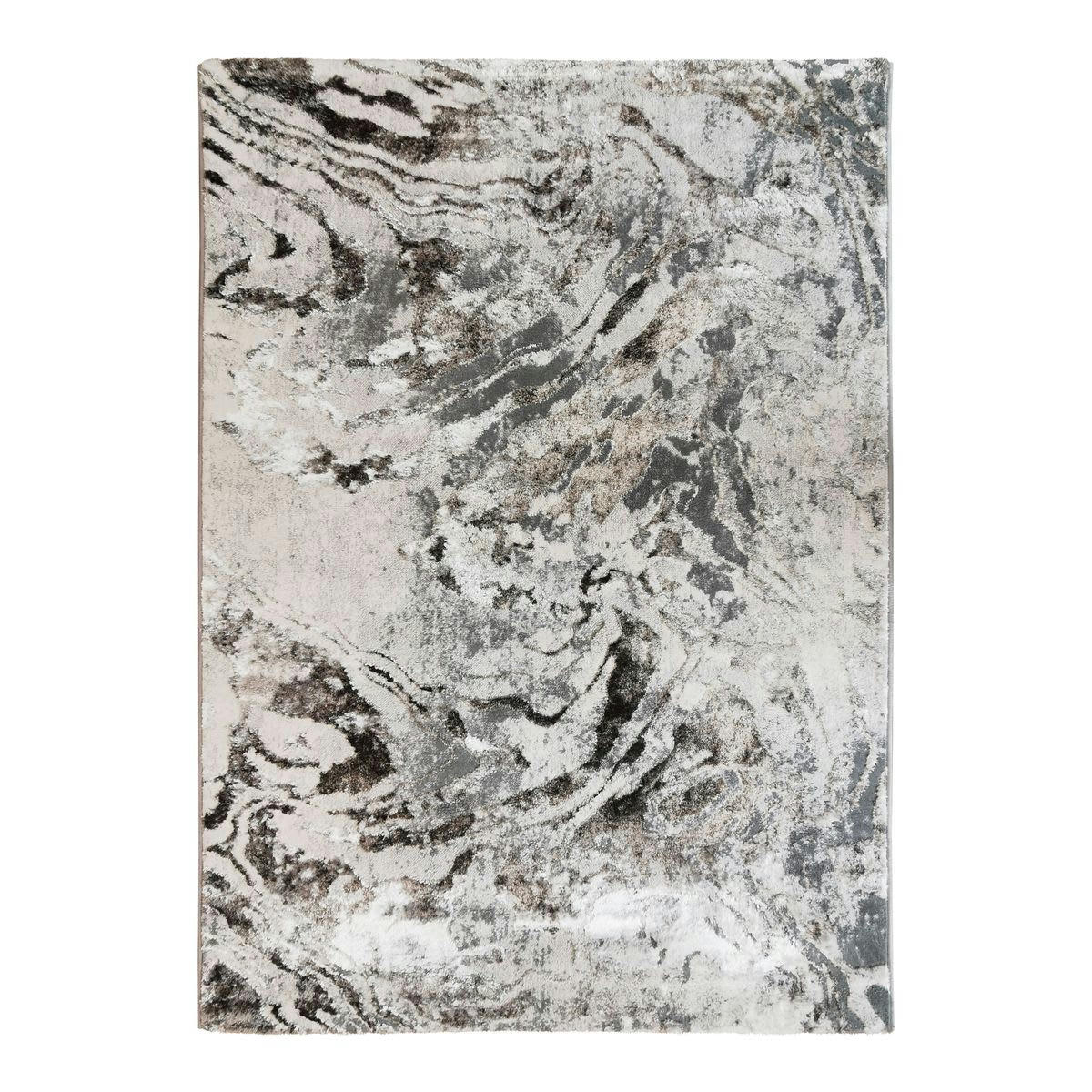 BORGES - Tapis graphique effet fluide gris 160x230