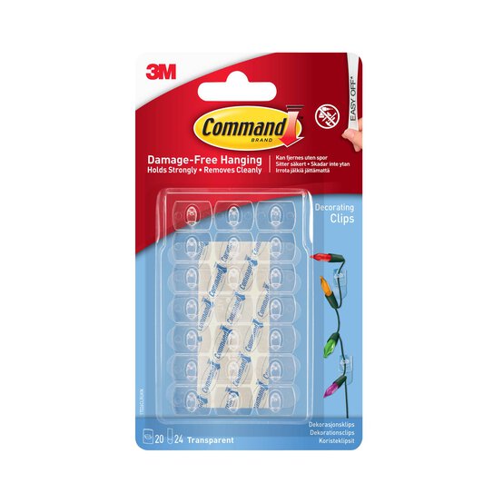 Command Clear Decorating Clips with Clear Strips 20 Pack