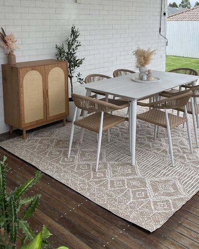 Ullah Brown and Ivory Tribal Flatweave Indoor Outdoor Rug