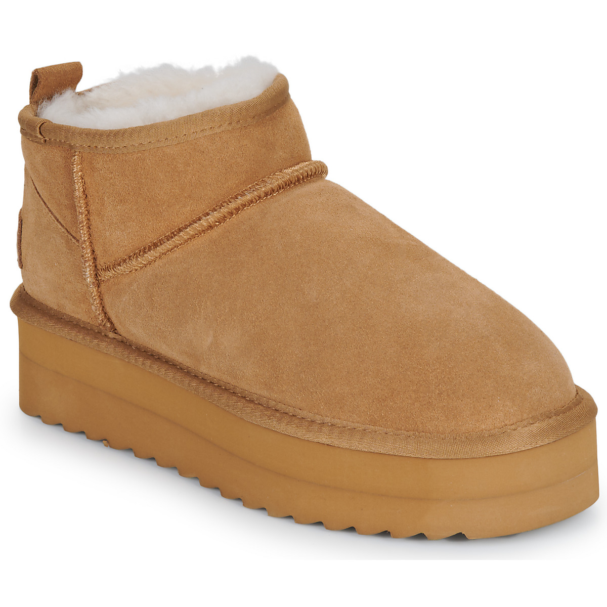 Colors of California - PLATFORM SHEEPSKIN BOOT - Brown
