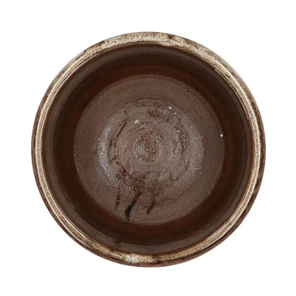 DK Design Bloempot Brown Glaze - taupe - D12 x H13 cm - glanzend