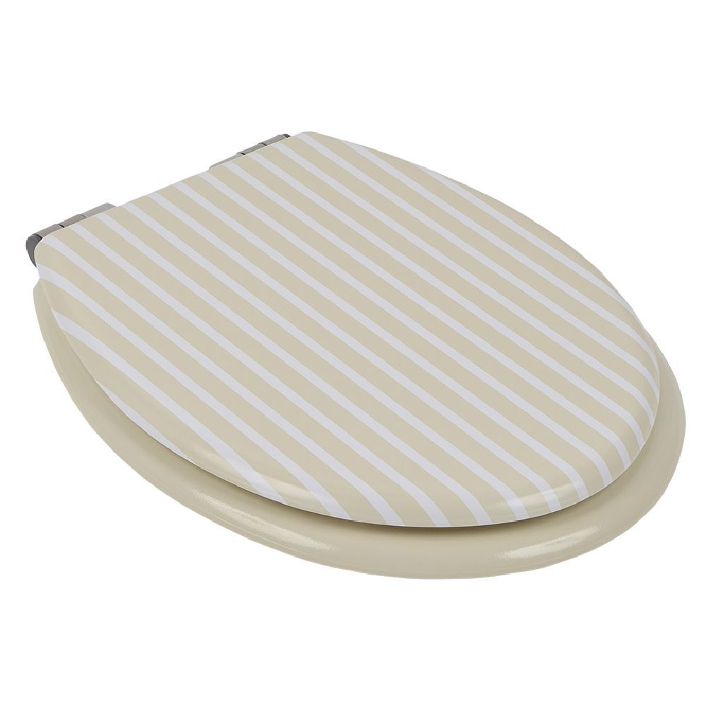 Abattant WC bois motif rayé avec frein de chute déclipsable réglable