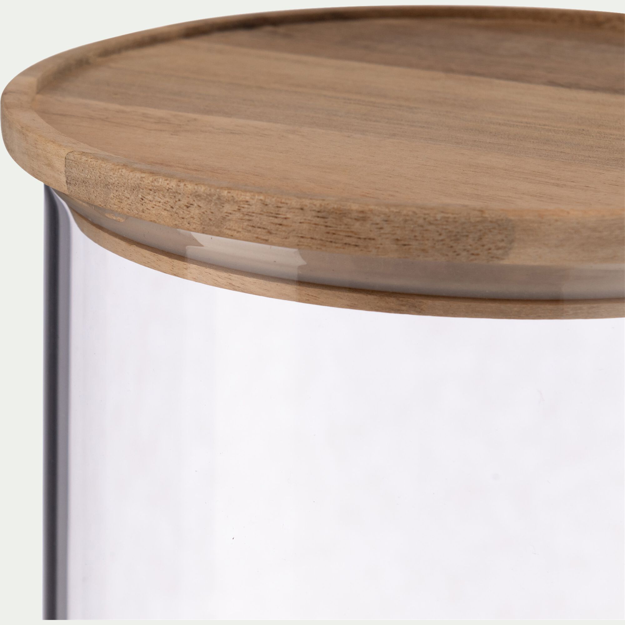 RONDA - Bocal en verre avec couvercle en acacia 1,8L - transparent