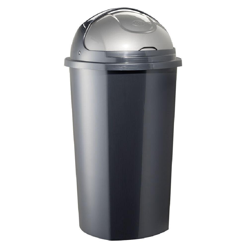 Poubelle à rabat plastique noir gris 50L
