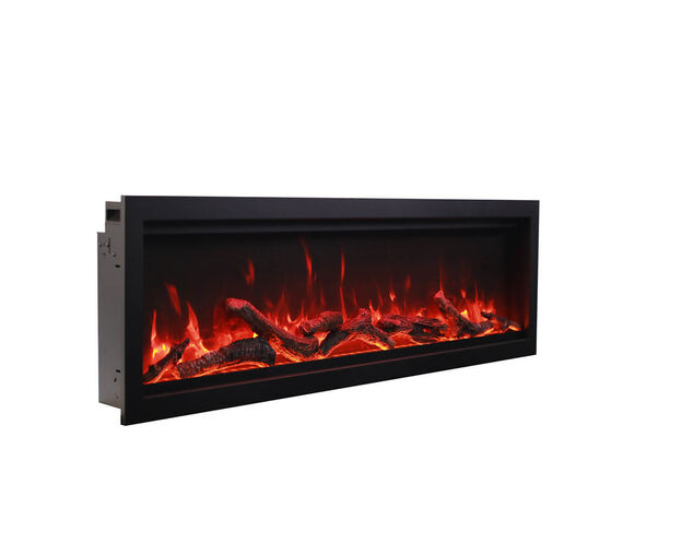 Amantii Smart 60" Clean face Electric Built-in with log and glass, black steel surround