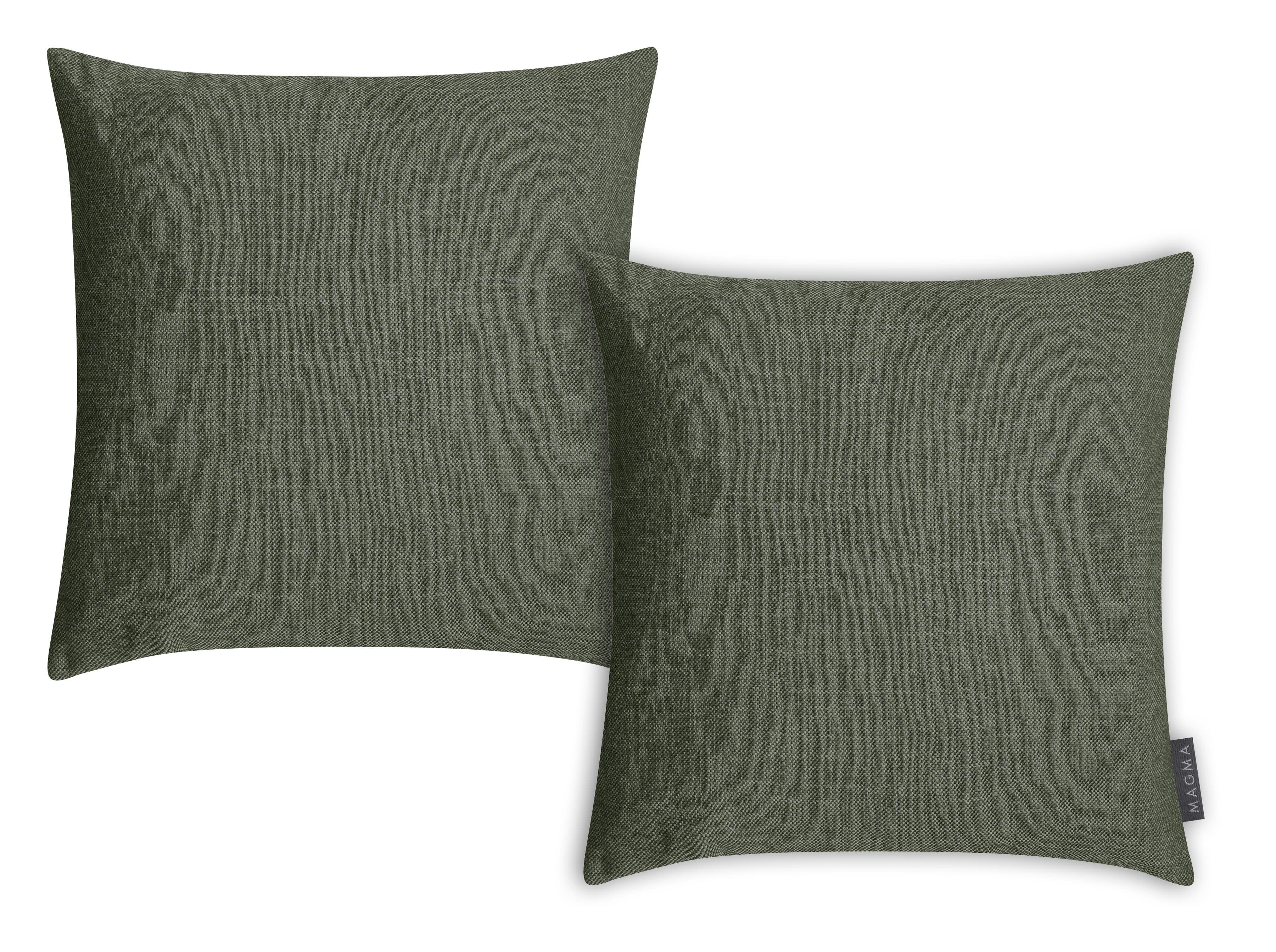 RIVA - Housses de coussin jacquard chiné kaki foncé -Lot de 2-50x50