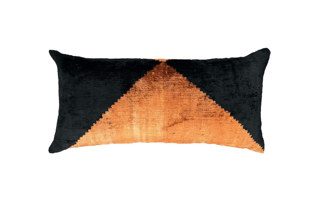 - Housse de coussin velours soie ikat   30x60 multicouleur