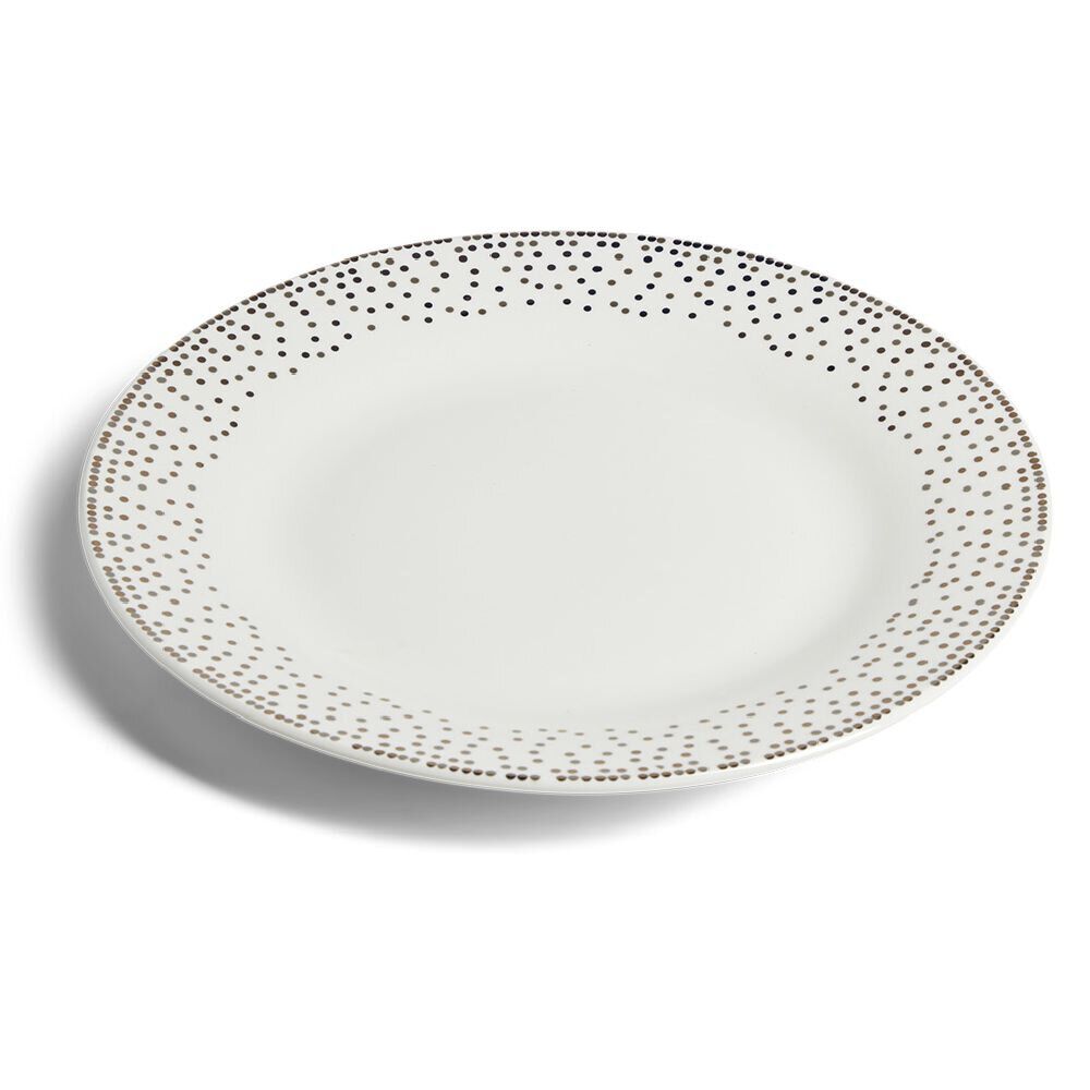 Assiette à dessert ronde Ø19cm porcelaine pois blanc et doré