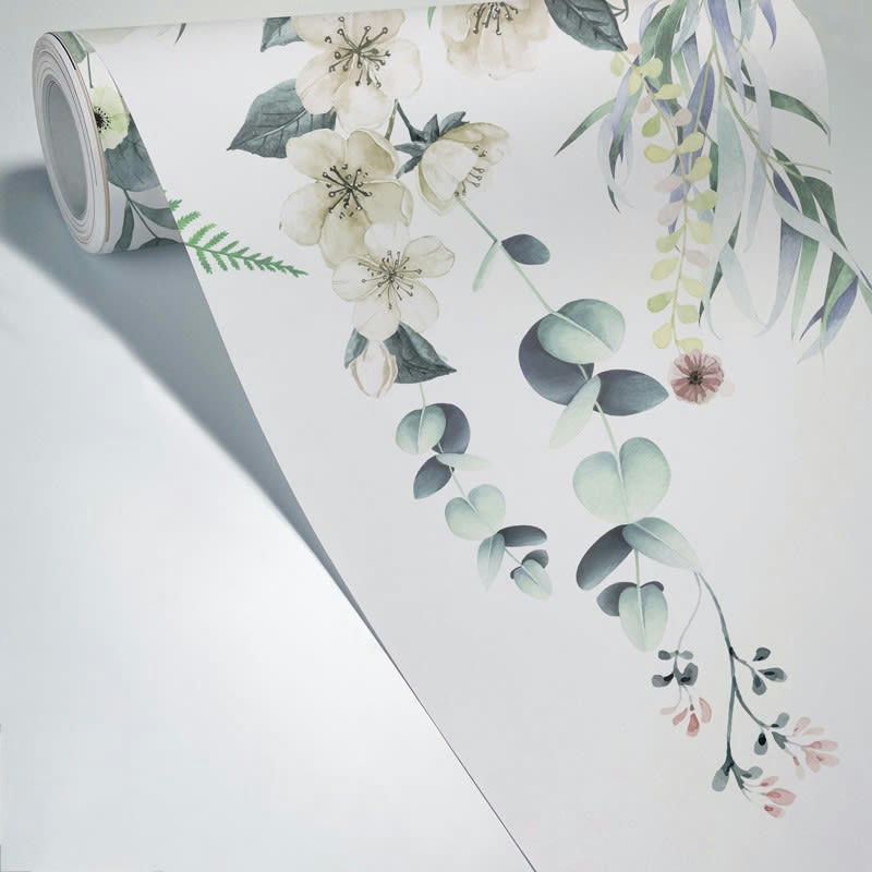 FLOWERS IN RAIN - Papier Peint Panoramique L336xH270cm Multicolore Floral Aquarelle