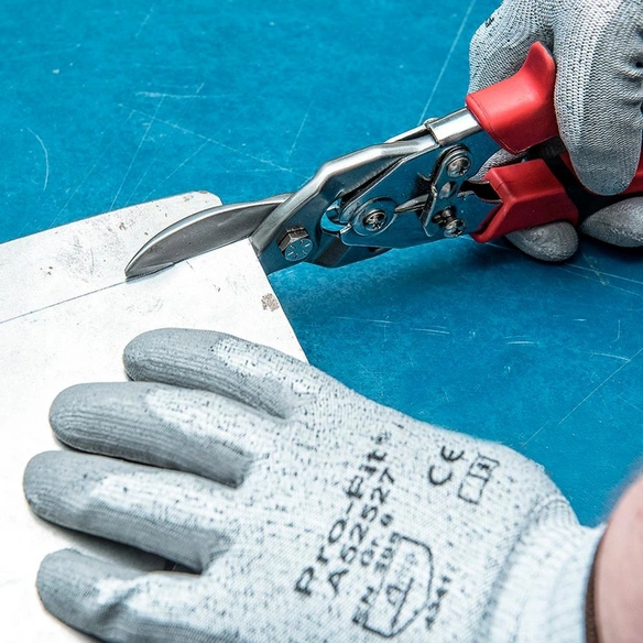 Hebelblechschere, Geradeschneidend, rot/schwarz, Kunststoff/Metall