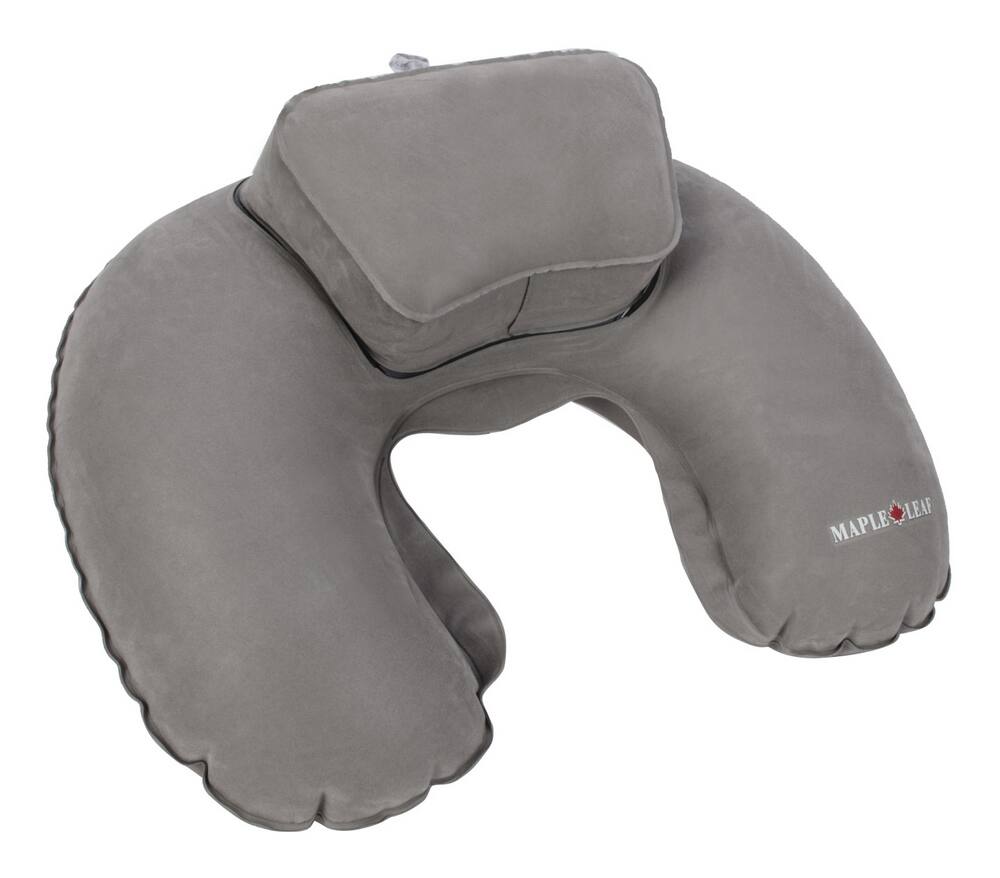 Maple Leaf Double Comfort Inflatable Head & Neck Support Travel Pillow For Airplane & Car