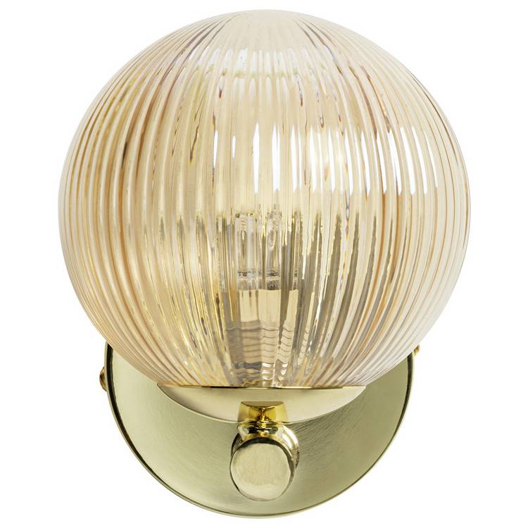 Habitat Globe Ribbed Glass Metal Wall Light - Champagne