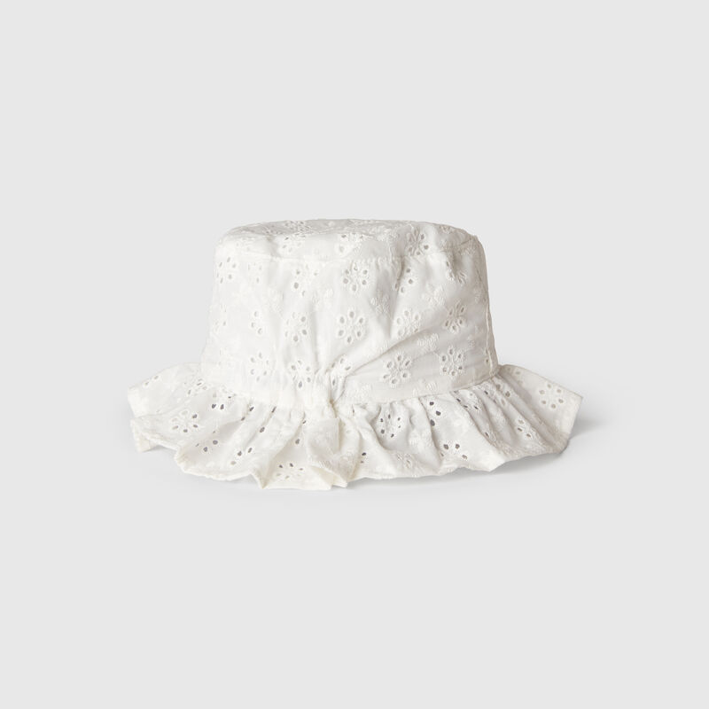Cap with broderie anglaise embroidery