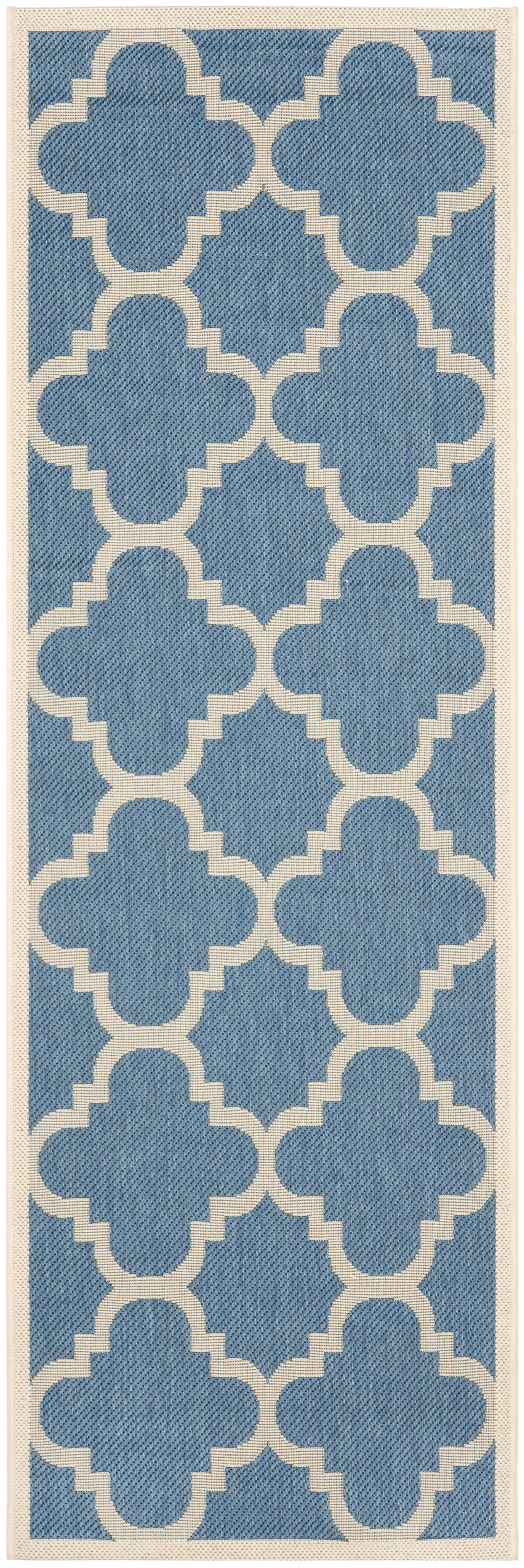 COURTYARD - Tapis interieur & exterieur en bleu & beige, 69 x 244 cm