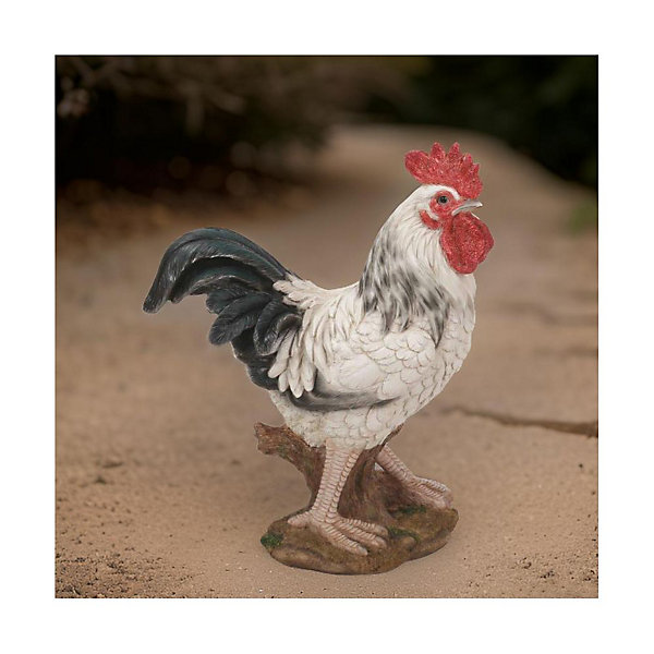 Coq blanc en résine 30 cm - Blanc