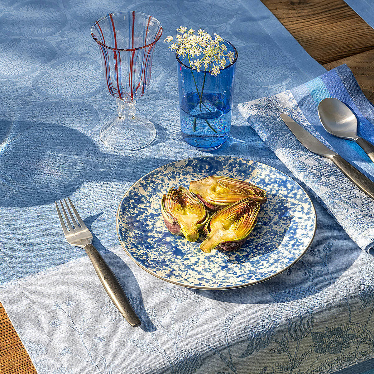 INSTANT BUCOLIQUE - Serviette en lin bleuet 58 x 58