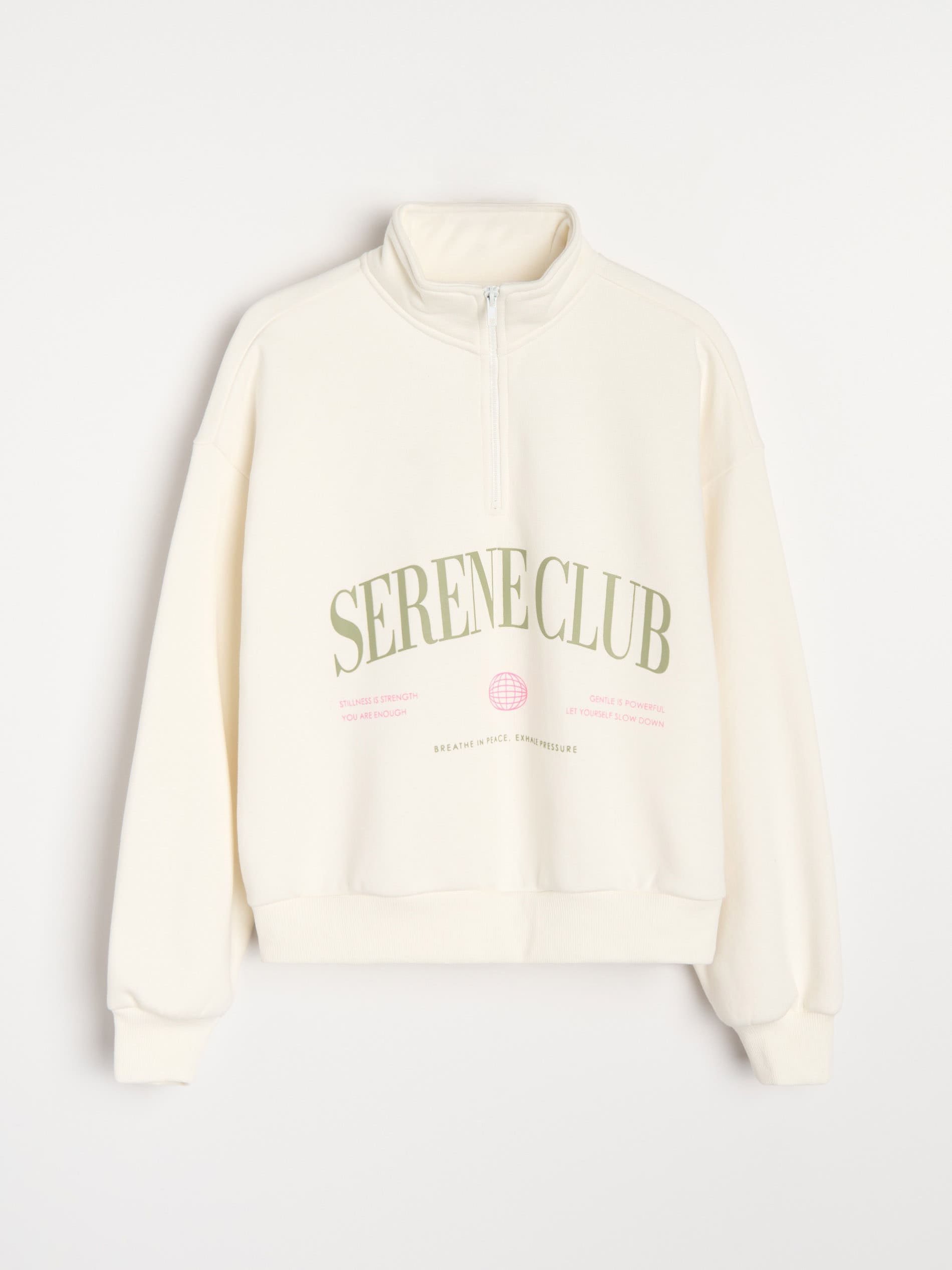 Dresowa bluza half-zip z napisem 