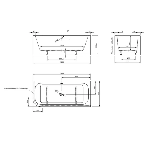 Whirlpool-Komplettset »Spirit«, BxHxL: 80 x 60 x 180 cm, weiß, Farblichttherapie