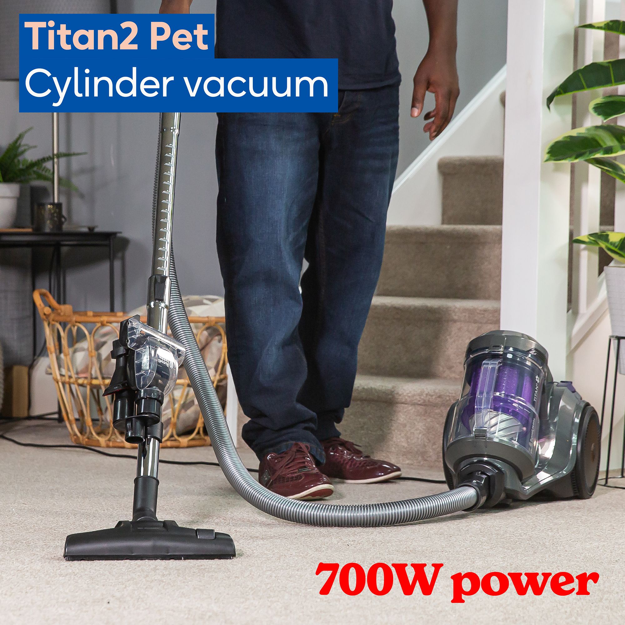 Russell Hobbs Cylinder Vacuum 700W 3 in 1 Pet Multi Tool 3L Grey RHCV4601