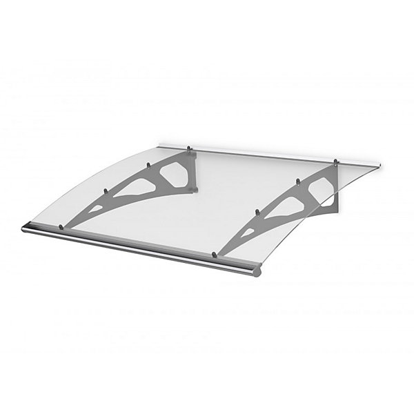 ARCTOM Auvent Blue 150x89, couleur silver inox, plaque incolore PMMA