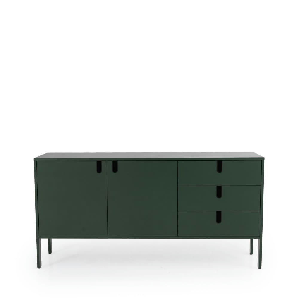 UNO - Buffet en bois 2 portes 3 tiroirs L171cm vert kaki