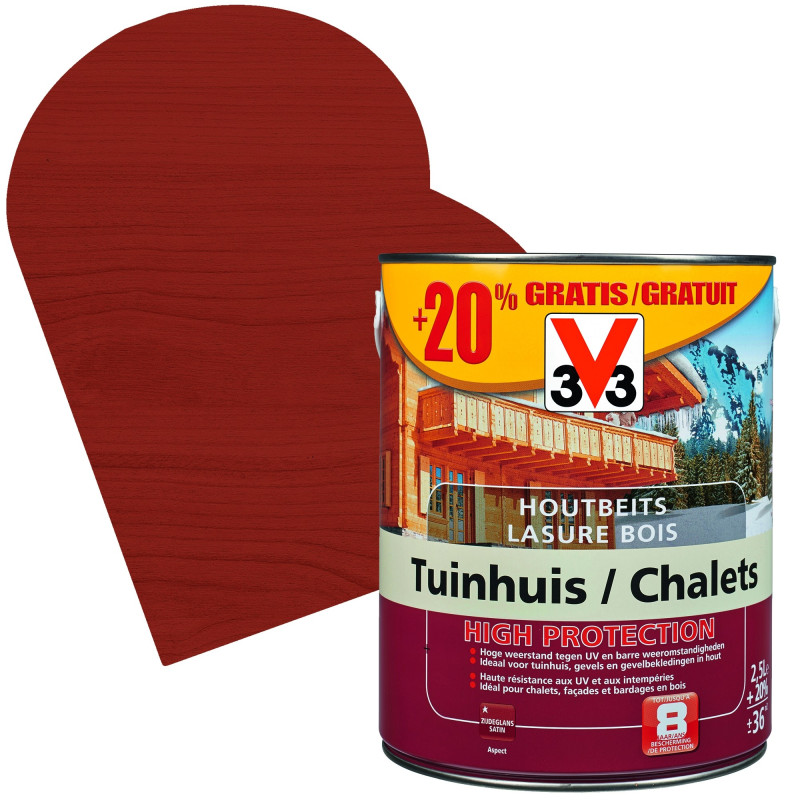 Lasure Chalets High Protection acajou satinée 2,5   0,5 L gratuit V33