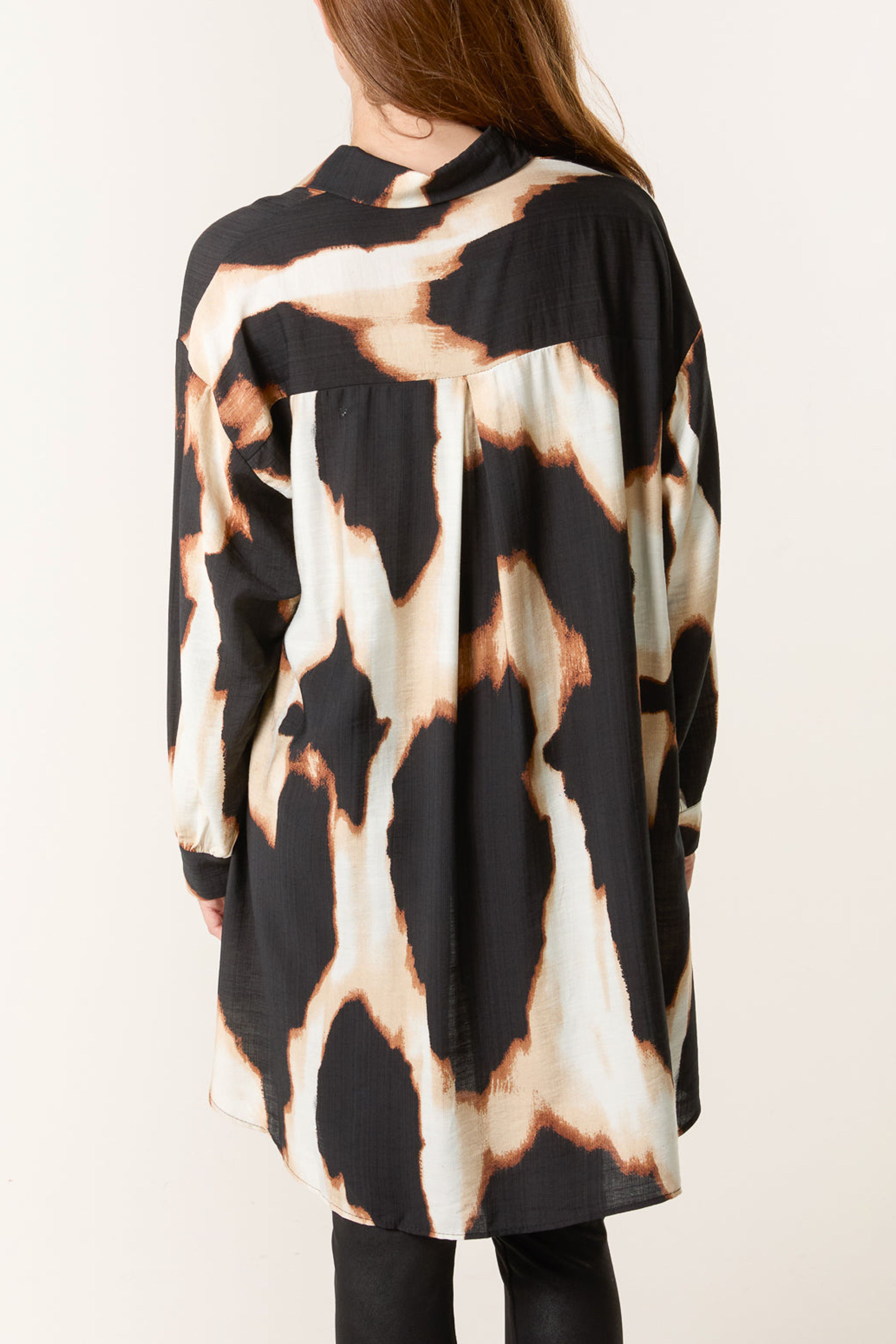 Blue Vanilla Brown Abstract Cow-Print Shirt