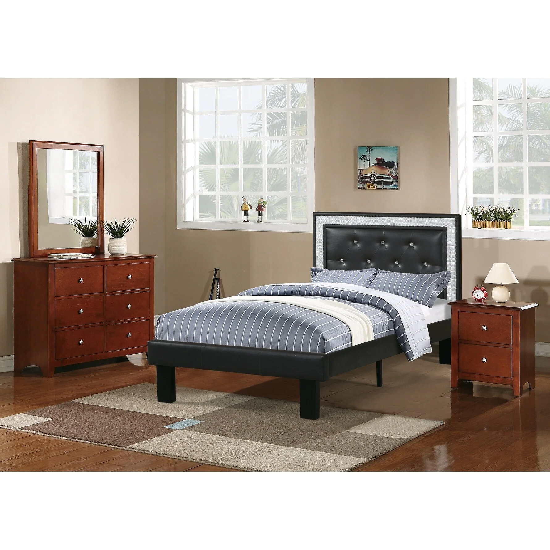 Bedroom Nightstand Wooden 2 Drawers Table Bed Side Table