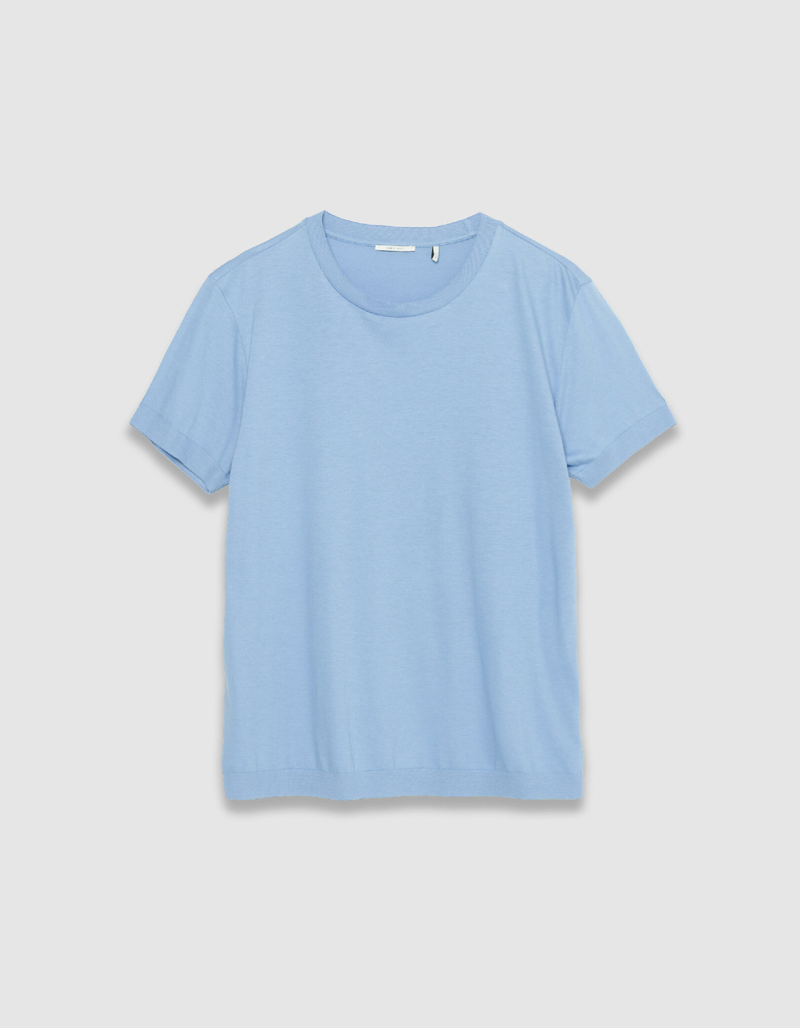 T-shirt col rond bleu maille coton modal Homme