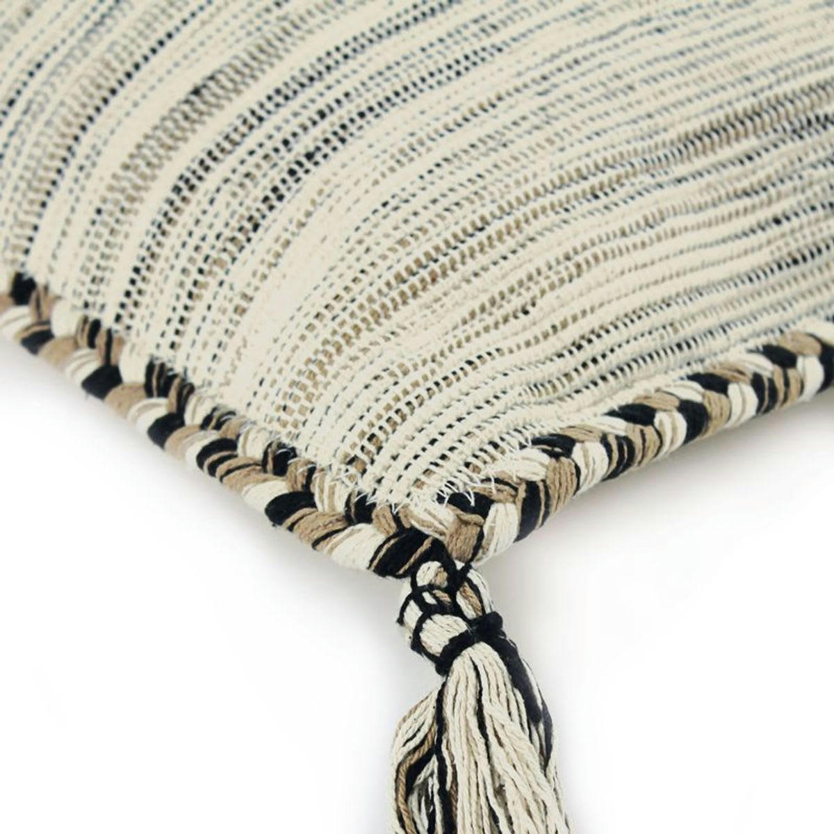 SAHARA - Coussin 100% coton tissé et tressé blanc beige 45x45