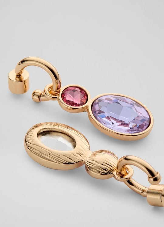 Perry Pink Crystal Gold Plating Drop Hoop