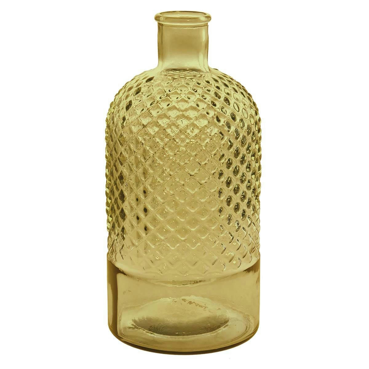 DIAMOND - Vase bouteille en verre recyclé  miel 28 cm