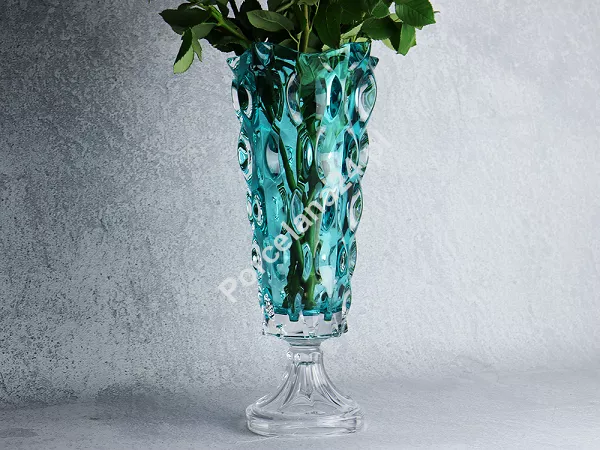 Wazon 40,5 cm na nodze Bohemia - SAMBA AQUAMARINE 4SB.SAMA.619334