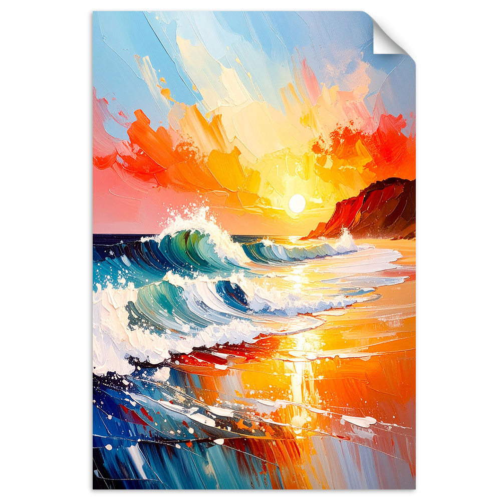 Naklejka samoprzylepna do salonu Feeby Morze Plaża Zachód słońca 20x30