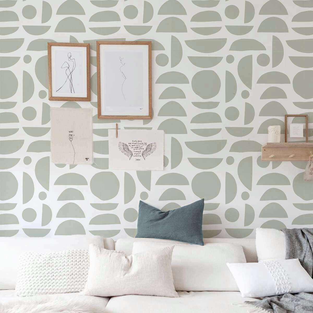 MOONLIGHT - Papier peint vinyle adhésif clair de lune vert 50x300 cm