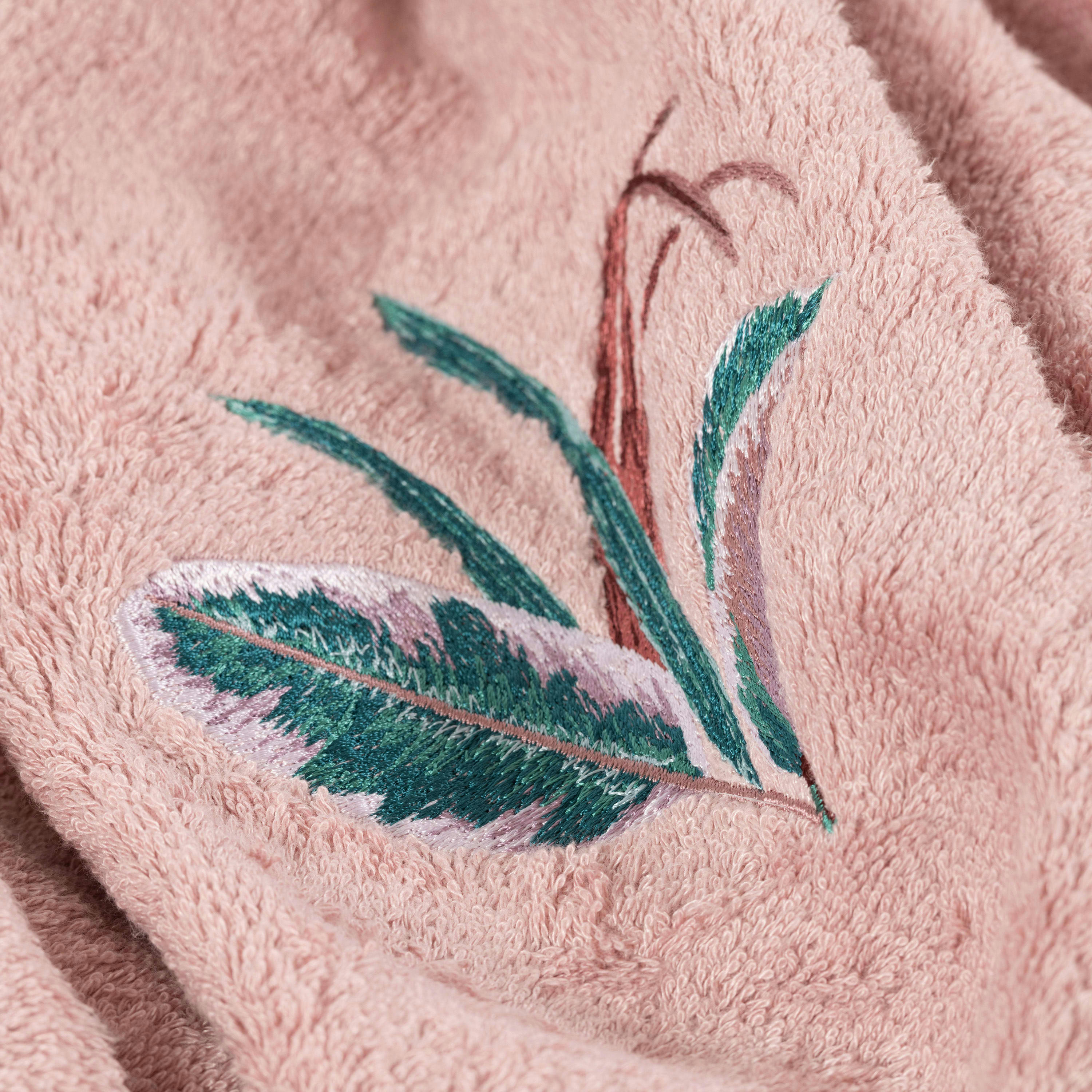 CALATHEA - Drap de bain coton brodé bouclette rose 70x120