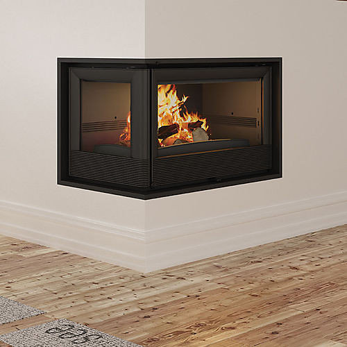 Insert cheminée à bois Holguin avec turbine 11,5 kW 2 vitres gauche   2 bouches recuperateur