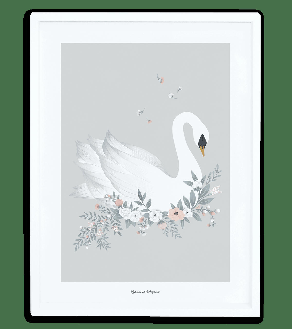 GRACE - Cadre cygne en bois Gris