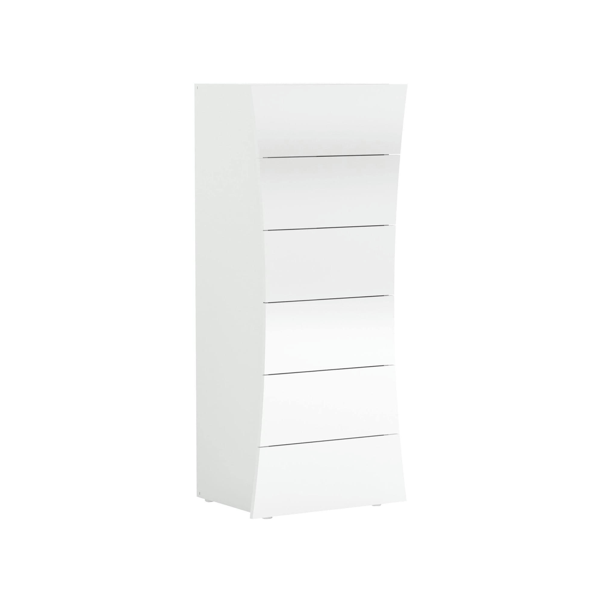 - Commode 6 tiroirs effet bois blanc brillant