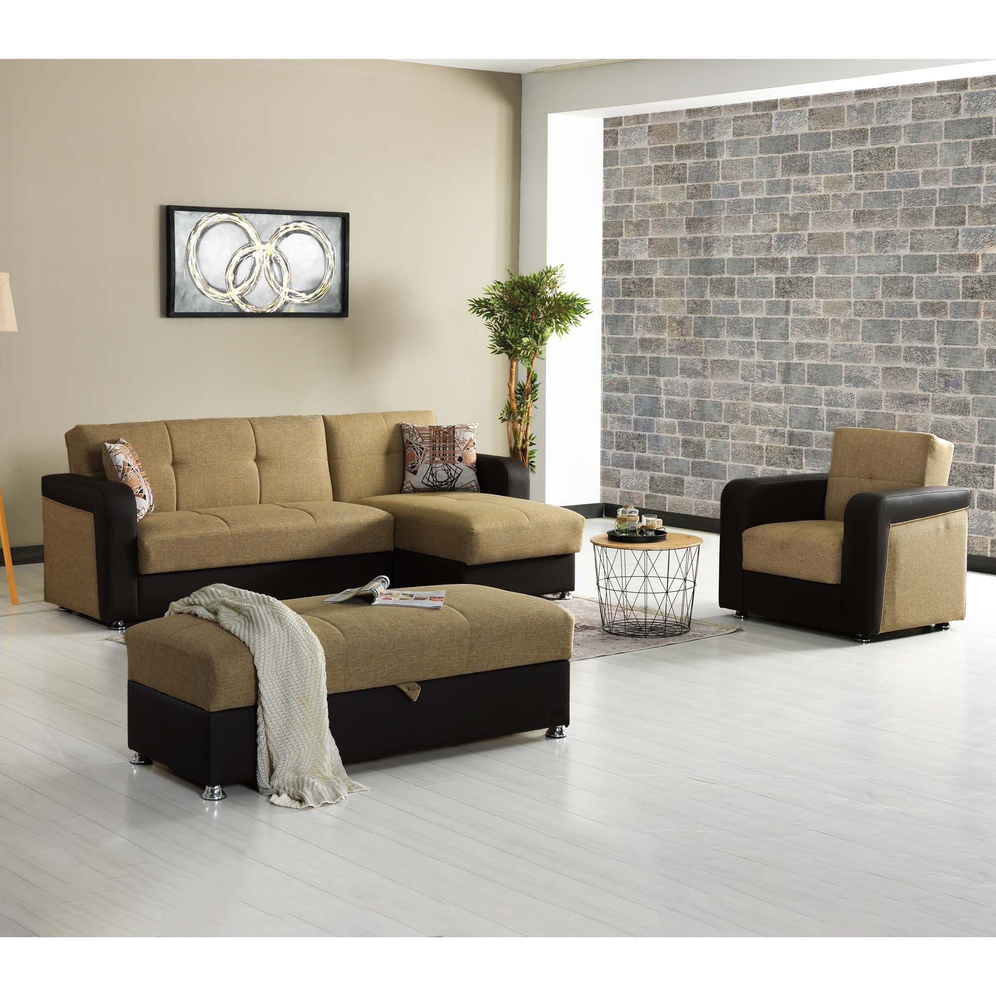 Upholstered Convertible Ottoman with Storage