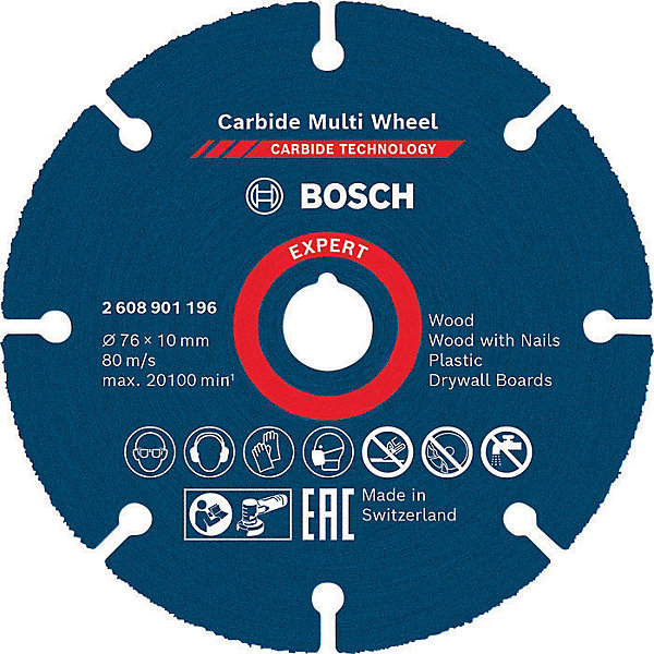 Disque à tronçonner carbure - Bosch - Multi Wheel - Expert - Diamètre 76 mm - Moyeu plat