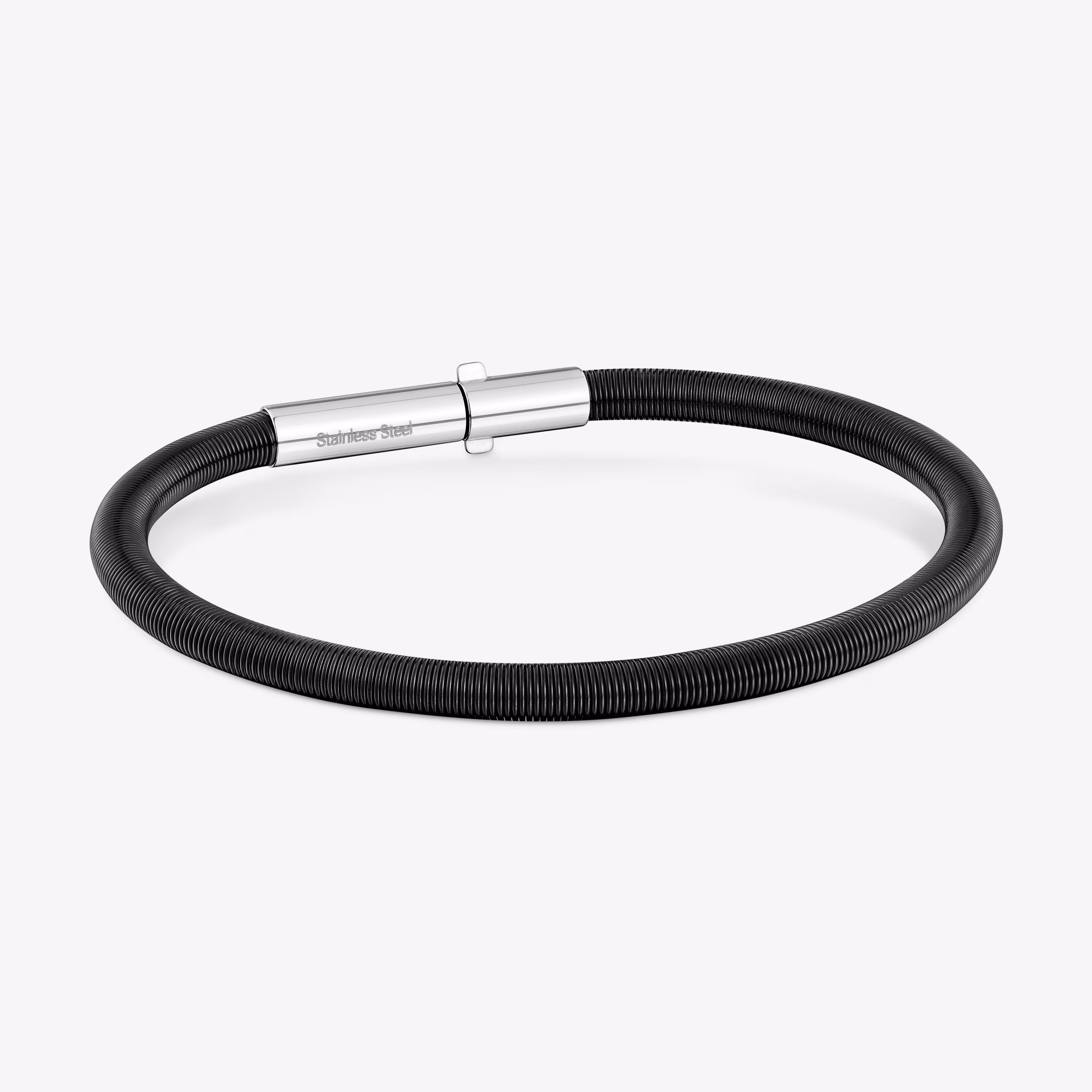 Pulsera de acero IP negro 17,5 cm Mesh Tube