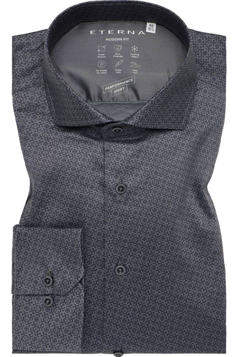 ETERNA Performance Modern Fit Tencel Hemd silber, Bedruckt