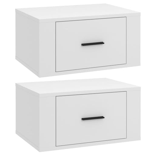 NNEVL Wall-mounted Bedside Cabinets 2 pcs White 50x36x25 cm