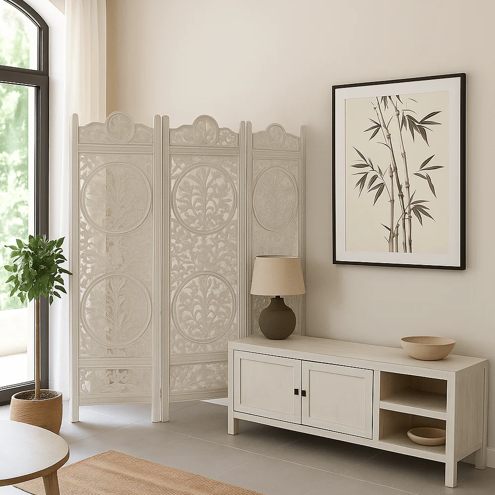 Móvel de Televisão Madeira Maciça Branco JASMIN