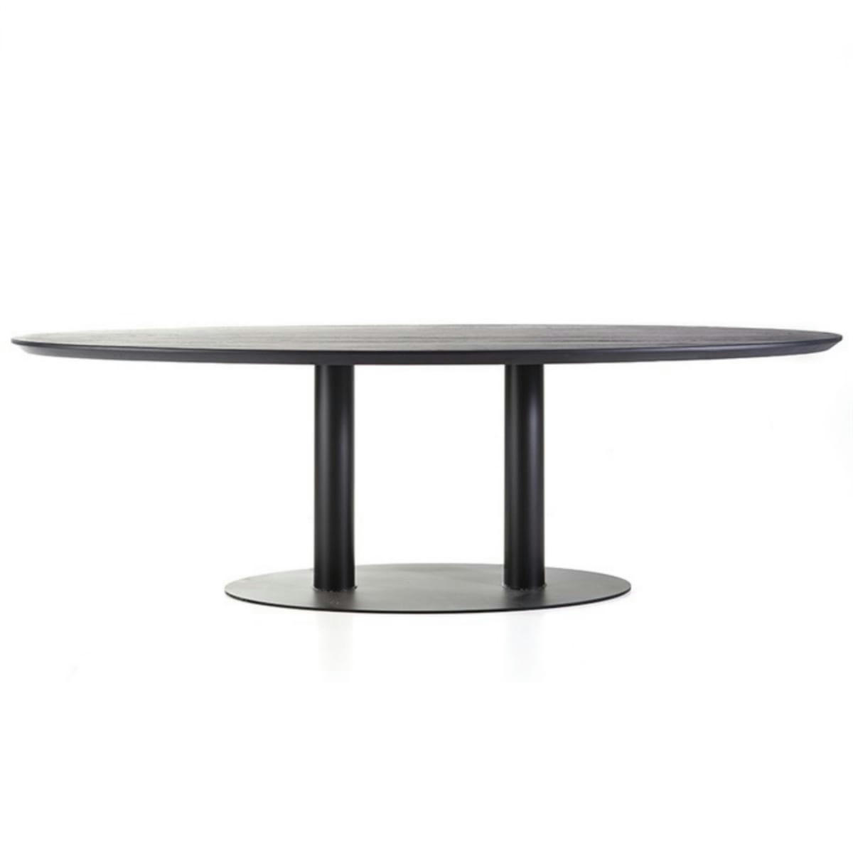 TACTO - Table ovale 240x110cm en bois de chêne noir et métal